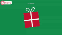 a green background with a red gift box and the words merry christmas to you .