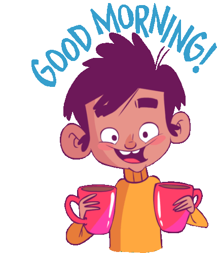 Boy With Coffee Saying Good Morning Sticker - Luluand Jazz Happy Goodmorning Stickers