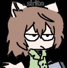 a cartoon character with a cat ear and the word sirito above it