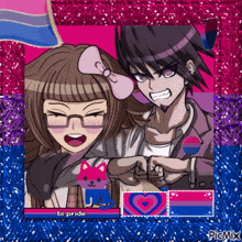 a picture of a boy and a girl with the words bi pride on the bottom right