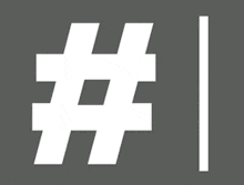 a gray background with a white # and a line