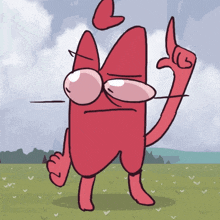 a cartoon drawing of a red cat with a heart on its head