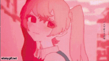 a cartoon of a girl with a red background and the words ohmygif.net