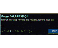 a screen says from polard3mon losing yall keep running and healing coming back etc