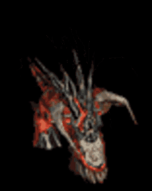 a pixel art of a monster with horns and wings .