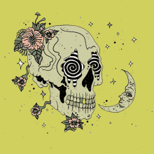 skullandflowers skull trippy