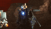 a blurred image of a person holding a gun