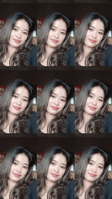 a woman 's face is displayed in a collage of images