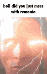a picture of a person 's face with a lightning bolt and the words boii did you just mess