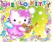 Hello Kitty Harp GIF - Hello Kitty Harp Flying GIFs