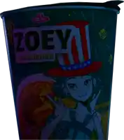 a cup of zoey hamburger with a girl in a red white and blue hat