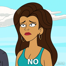 a cartoon of a woman saying no with a netflix logo behind her
