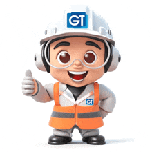 a cartoon character is wearing a hard hat and giving a thumbs up sign
