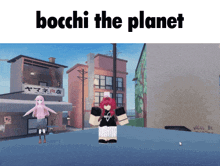 a video game scene with the words bocchi the planet written on the bottom