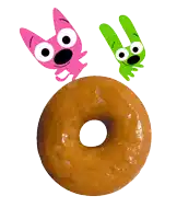 a donut with two cartoon characters on it