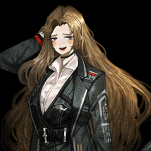 a drawing of a woman with long hair and a jacket with the number 2019 on it