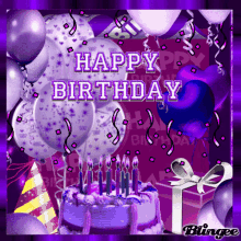 Happy Birthday Purple GIF - Happy Birthday Purple Blingee GIFs