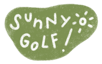 a green circle with the words " sunny golf " on it