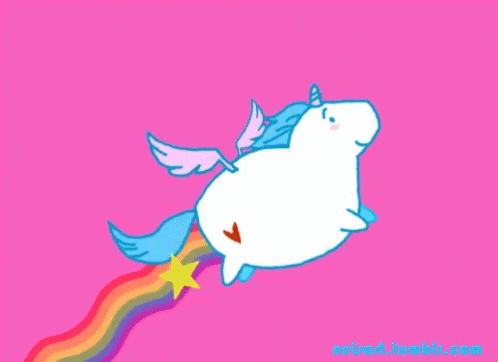 fat unicorn pooping rainbow