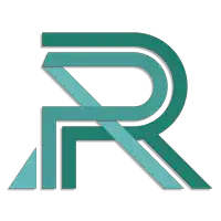 a green letter r on a white background with a shadow
