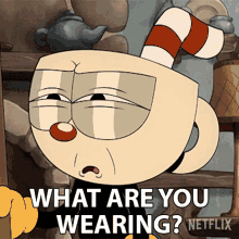 What Are You Wearing Cuphead GIF - What Are You Wearing Cuphead The Cuphead Show GIFs