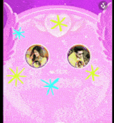 a pink background with a heart and fireworks and the number 1 in the middle