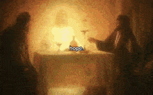 a blurred image with the word hope in white letters