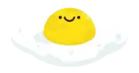 a cartoon illustration of a yellow egg with a smiling face