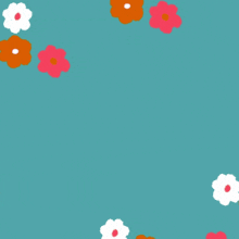 a blue background with pink and orange flowers and the words " i 'm sorry "