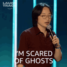 Im Scared Of Ghosts Jimmy O Yang GIF - Im Scared Of Ghosts Jimmy O Yang Laugh Track GIFs