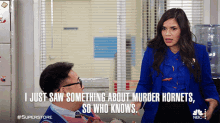 I Just Saw Something About Murder Hornets So Who Knows Amy GIF - I Just Saw Something About Murder Hornets So Who Knows Amy Mateo GIFs