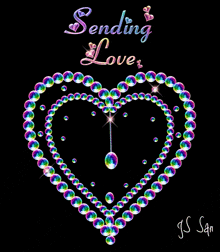 a heart made of bubbles with the words sending love