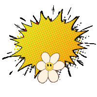 a comic speech bubble with the word merci and a smiley face