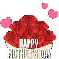 a happy mother 's day greeting card with a bouquet of red roses