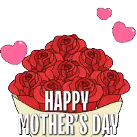 a happy mother 's day greeting card with a bouquet of red roses