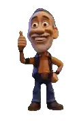 a cartoon man with a beard is giving a thumbs up while holding a torch .