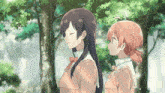 a couple of anime girls standing next to each other