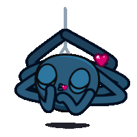 a cartoon of a spider holding a pink heart