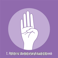 a purple background with a hand and the words " i don 't be silenced "