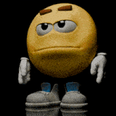 a cartoon smiley face with white gloves and shoes
