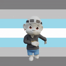 a cartoon character wearing a zhot hoodie