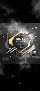 an advertisement for hunter mixmatch shows a dark background