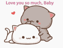Love You Baby Pet Head GIF - Love You Baby Pet Head Mochi Mochi Peach Cat GIFs