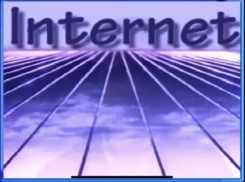 the word internet is on a blue background with lines