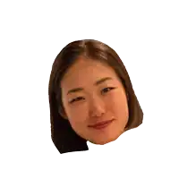 a close up of a woman 's face with a white background behind her