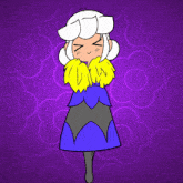 a cartoon drawing of a cheerleader holding yellow pom poms