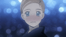 a close up of a girl with blue eyes