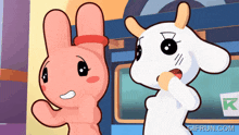 a cartoon of a rabbit and a goat with gifrun.com in the bottom right corner