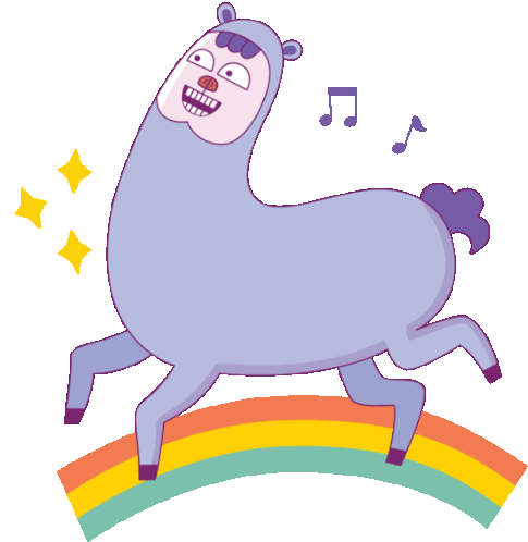 Llama Dancing On Rainbow Sticker - Drama Llama Funny Animals Happy Stickers