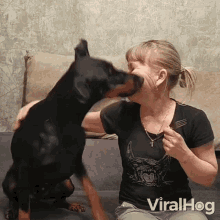 back pat viralhog kissing my pet love you dog